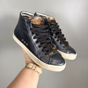 P448 Skate Sneakers 36‎ US 6 High Top Shearling Leather Maximalist Casual Grunge